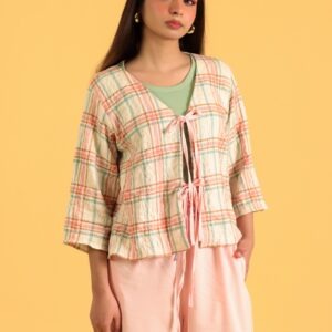 Petal Plaid Tie-Up Top